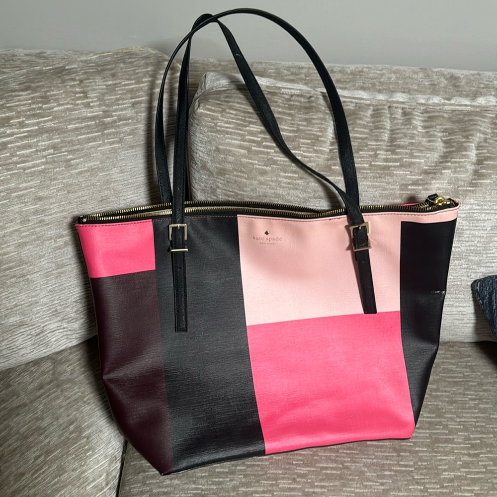 Kate Spade purse in pink black and maroon